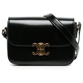 Céline Celine Black Classique Shiny Calfskin Triomphe Crossbody