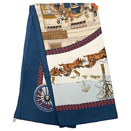 Lenço de seda Hermès Blue L Hiver En Poste 90