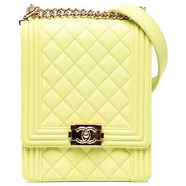 Chanel Green Quilted Lambskin North South Boy Flap