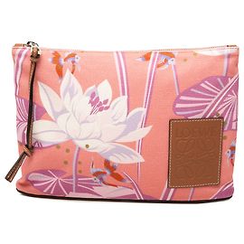 Clutch LOEWE Pink Paulas Ibiza in tela con stampa Waterlily