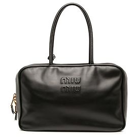 Sac à main Miu Miu Softy Beau à poignée supérieure en cuir de veau souple noir Large