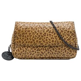 Bottega Veneta Borsa a Tracolla con Patta e Catena Intrecciomirage in Pelle di Vitello Leopardata Marrone Small