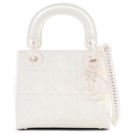 Dior White Mini Ultra Matte Calfskin Diamond Cannage Lady Dior