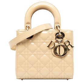 Dior Beige Small Patent Cannage Lady Dior