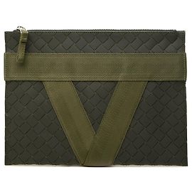 Clutch Bottega Veneta Intreccio Buffer in gomma verde