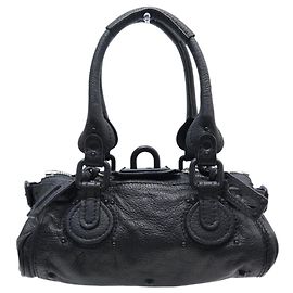 Chloé SAC A MAIN CHLOE PADDINGTON MINI ALL BLACK CUIR GRAINE NOIR BLACK HAND BAG