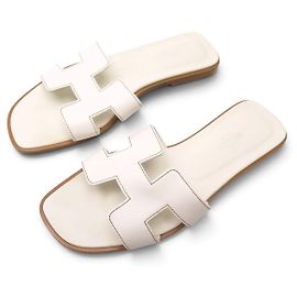 Hermès SANDALIAS HERMES ORAN H0021056Z 37 MULES DE PIEL BLANCA ZAPATOS DE PIEL