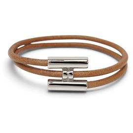 Hermès NEUES HERMES TOURNIS ARMBAND PALLADIUM-BESCHICHTETER STAHL UND LEDER 18.3CM + BANGLE BOX