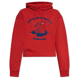 Felpa con cappuccio Dsquared2 rossa in cotone