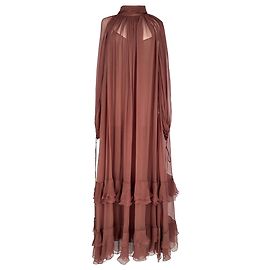 Vestido Longo franzido Chloé em seda Rose Pink