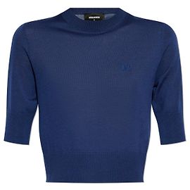 Dsquared2 Woll-Top mit besticktem Logo