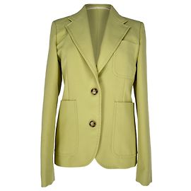 Blazer de gabardina abotonado sencillo Victoria Beckham en poliéster verde