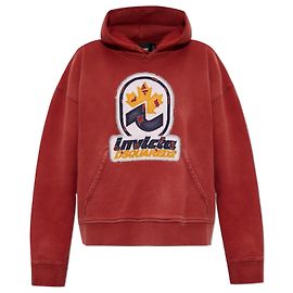 Felpa con cappuccio rossa Dsquared2 in cotone con logo