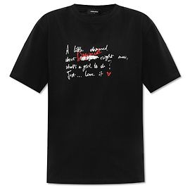 Dsquared2 Bedrucktes T-Shirt aus Baumwolle Schwarz