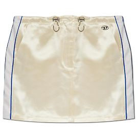 Falda de satén Diesel O-DETTE crema con rayas azules