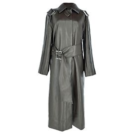 Autre Marque Trench con cintura Stine Goya in ecopelle marrone scuro