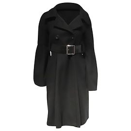 Sportmax Double-breasted Trench Coat in Black Wool