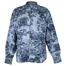 Blusa Longa Christian Dior Toile de Jouy em Algodão Azul
