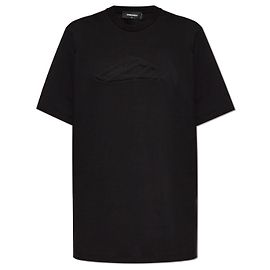 Abito nero in cotone con logo Dsquared2