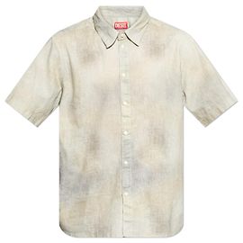 Camicia Diesel S-LEIE-SHORT in lino grigia