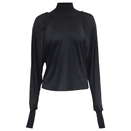A.L.C. Mock-neck Long Dolman-Sleeve Blouse in Black Acetate