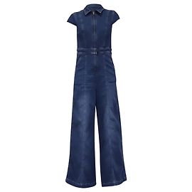 Autre Marque ME + EM Palazzo Wide-Leg Denim Jumpsuit aus blauer Baumwolle