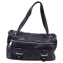 Bolsa de Ombro Marc Jacobs Multi-Pocket Satchel em couro azul marinho