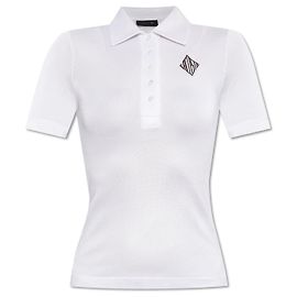 Polo Lacoste bianca con logo in viscosa