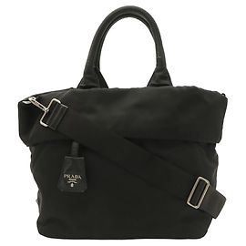 Prada Wendbare Tote Bag/Schultertasche aus schwarzem Nylon