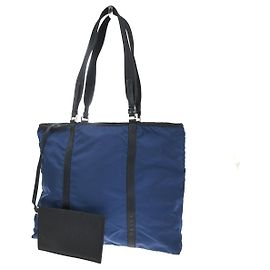 Prada Bolso de hombro de lona y cuero XL