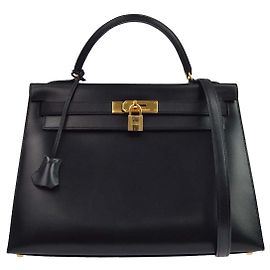 Hermès Hermes Kelly Black Box Calf with Gold Hardware 32