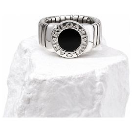 Anillo Bulgari Tubogas Ónix Negro Oro Blanco 18k