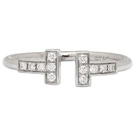 Tiffany & Co. T Wire Ring aus 750 Weißgold mit Brillanten, Gr. 54