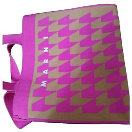 Marni Borsa a mano in tessuto rosa e pelle