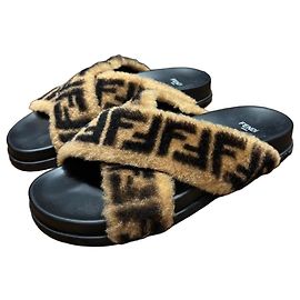 Fendi Zucca FF Monogram Fur Slides