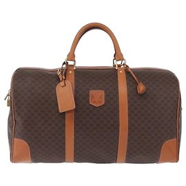 Céline CELINE Macadam Canvas Boston Bag PVC Leather Brown Gold Auth 208652V - Jerrillo