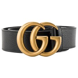 GUCCI - Gucci GG Marmont Gürtel aus schwarzem genarbtem Leder (T85)