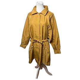 Impermeable Vintage Salvatore Ferragamo Amarillo Mostaza Finales de los 1980 XS