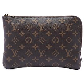 Louis Vuitton Monogram Etui Voyageur PM Clutch Bag Braun