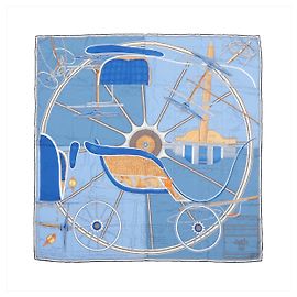 Hermès Carré 90 "Projet De Voiture" Seidentuch in Blau
