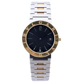 Bulgari Bvlgari Bvlgari Bvlgari BB33SGD F122031 SS×YG QZ Uhr mit schwarzem Zifferblatt