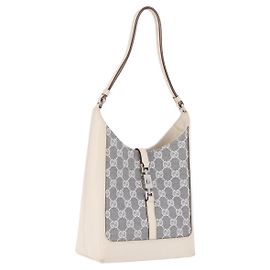 Gucci Jackie GG Canvas Shoulder Bag in Gray and Silver