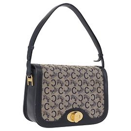 Céline CELINE C Macadam Canvas Shoulder Bag Navy Gold Auth 209321 - Jerrillo