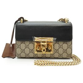Gucci Bolso de hombro Small Chain en lona revestida GG Supreme con candado