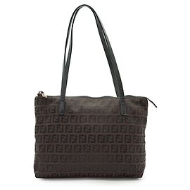 Borsa tote Fendi Zucchino Small marrone in tela e pelle