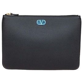 Pouch VLogo Signature Valentino in pelle nera