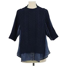 Sacai Pullover aus Baumwoll-Denim-Mischgewebe in Navy Blue
