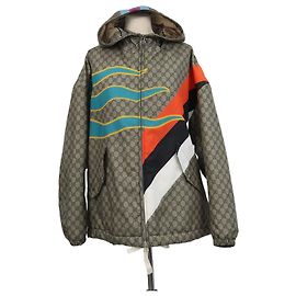 Giacca Gucci Centrum stampata in nylon GG beige