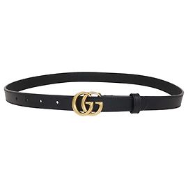 Cintura sottile Gucci GG Marmont in pelle nera