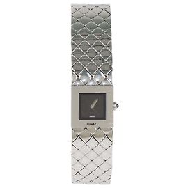 Montre Mademoiselle Chanel Cadran Noir Acier Inoxydable Matelassé 19 mm
